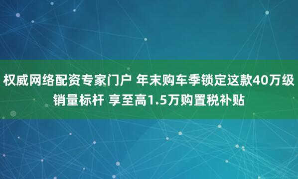 权威网络配资专家门户 年末购车季锁定这款40万级销量标杆 享至高1.5万购置税补贴
