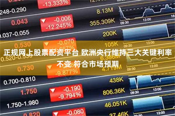 正规网上股票配资平台 欧洲央行维持三大关键利率不变 符合市场预期
