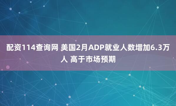 配资114查询网 美国2月ADP就业人数增加6.3万人 高于市场预期
